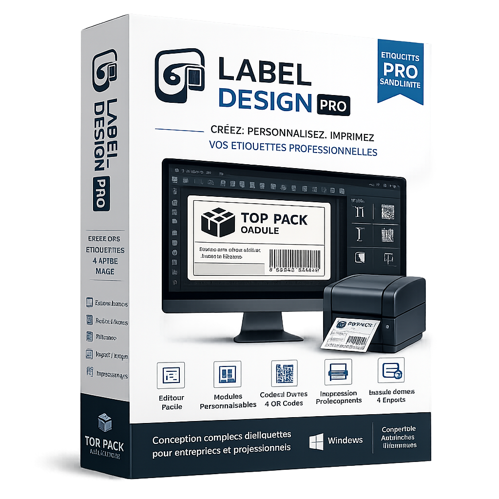 Boîte du logiciel Label Design Pro avec clé USB et licence 5 ans